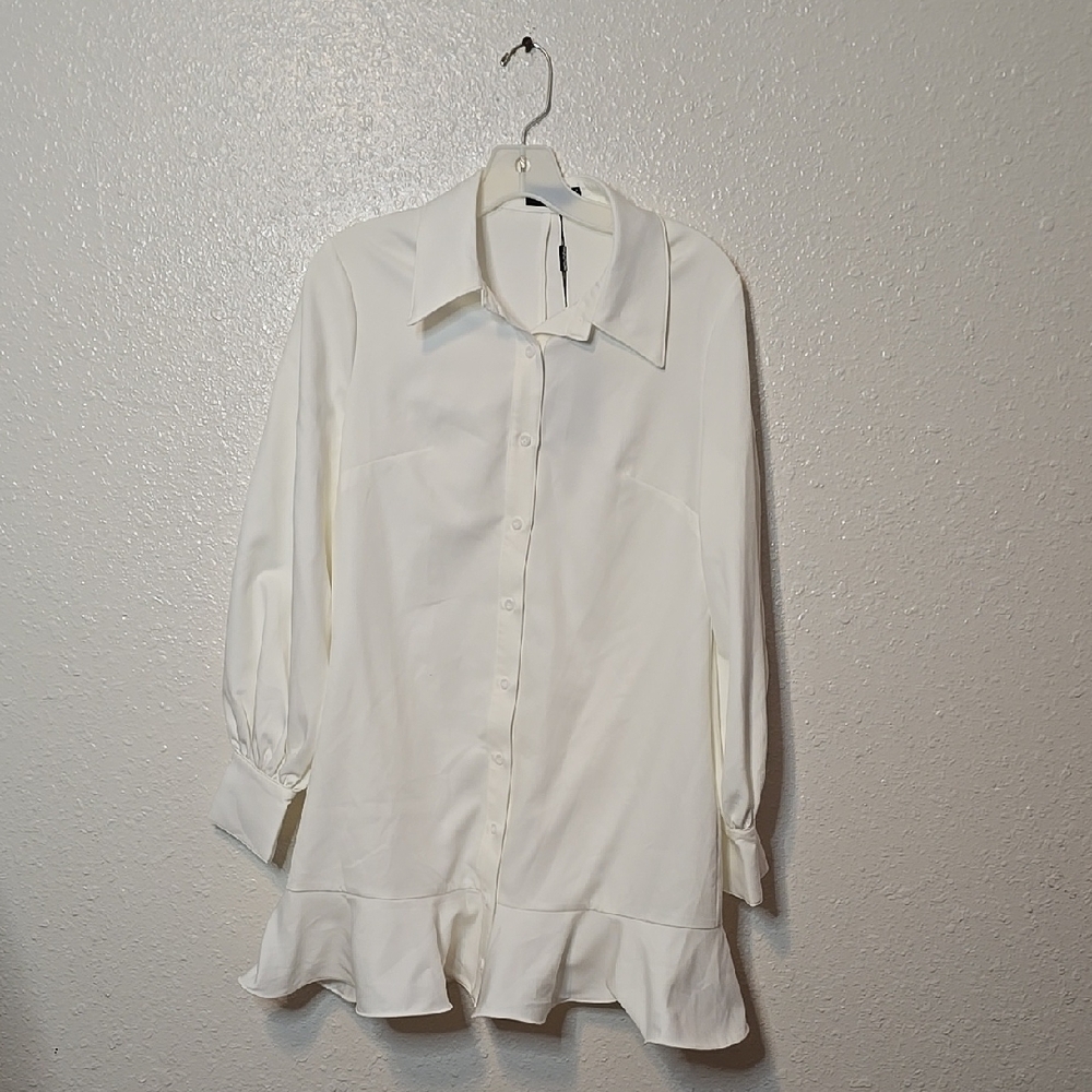 Womens Frill Hem Shirt Dress NWT